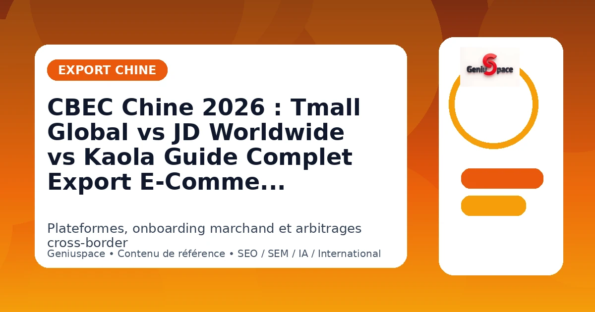 CBEC Chine 2026 — Tmall Global JD Worldwide e-commerce transfrontalier export France — Geniuspace