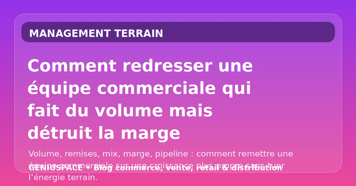 Comment redresser une équipe commerciale qui fait du volume mais détruit la marge