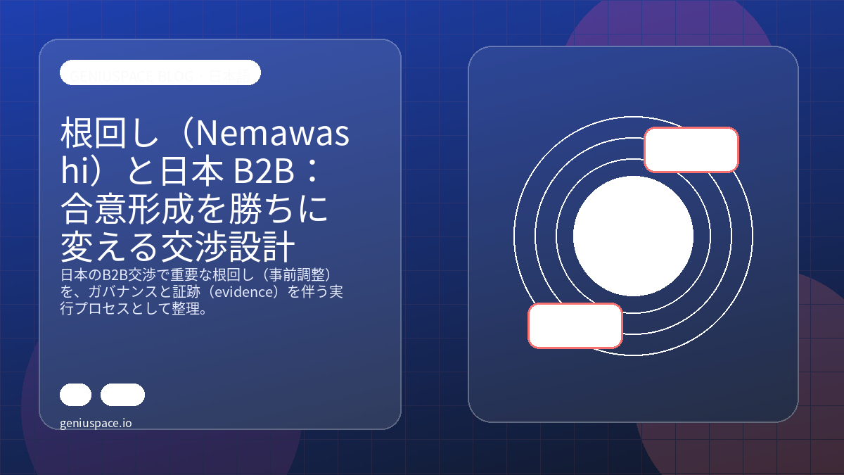 根回し（Nemawashi）と日本 B2B：合意形成を勝ちに変える交渉設計