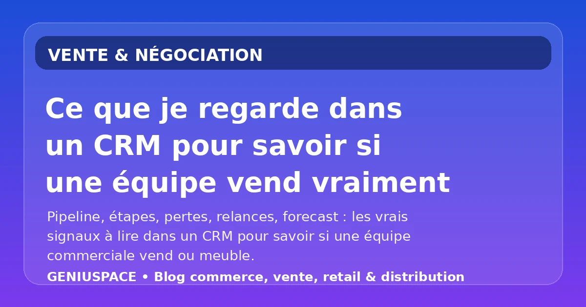 Ce que je regarde dans un CRM pour savoir si une équipe vend vraiment