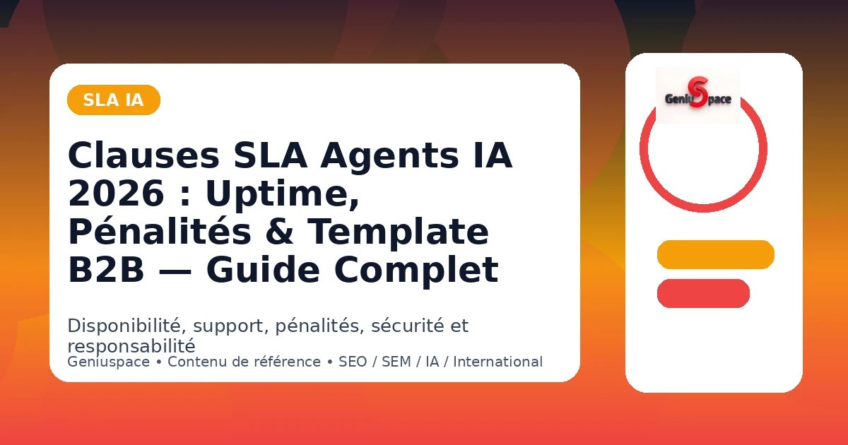 Clauses SLA Agents IA 2026 : Uptime, Pénalités & Template B2B — Guide Complet — Geniuspace