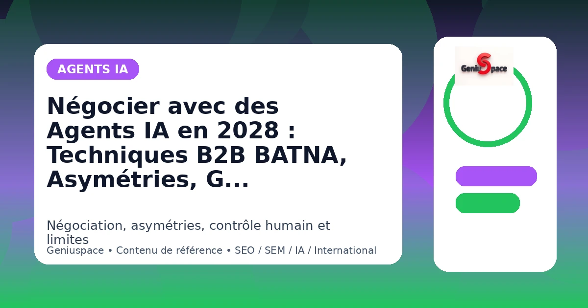 Négocier avec des Agents IA 2028 — Techniques B2B BATNA ZOPA — Geniuspace