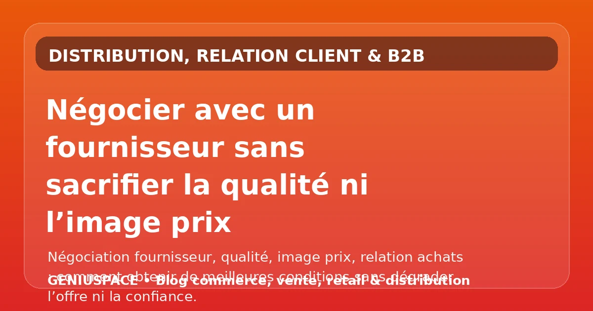 Négocier avec un fournisseur sans sacrifier qualité et image prix