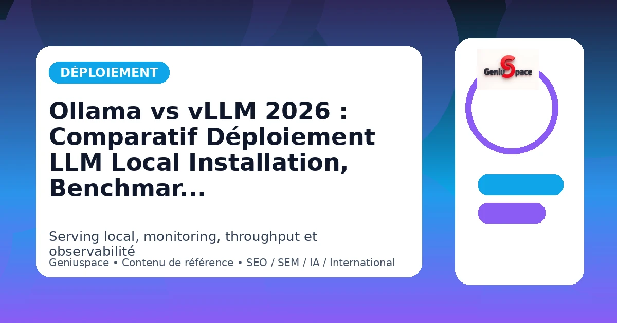 Ollama vs vLLM 2026 — Comparatif déploiement LLM local — Geniuspace