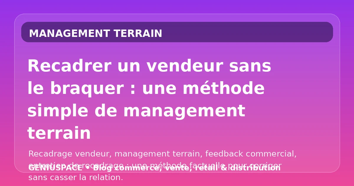 Recadrer un vendeur sans le braquer