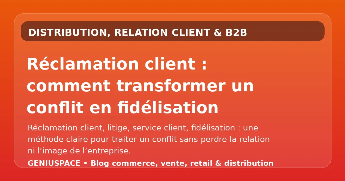 Réclamation client et fidélisation