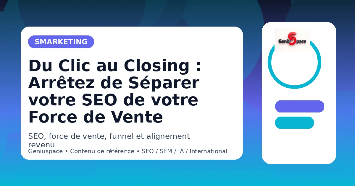 SEO Force de Vente Alignement B2B Smarketing 2026 Geniuspace